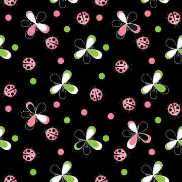 Cute Ladybug Seamless Pattern Background  Illustration Stock Illustration