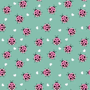 Cute Ladybug Seamless Pattern Background  Illustration Illustrazione stock