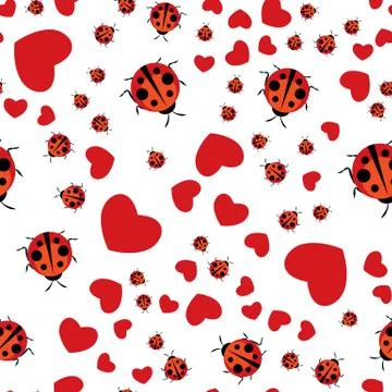 Cute Ladybug Seamless Pattern Background Vector Illustration EPS10 Stock Illustration