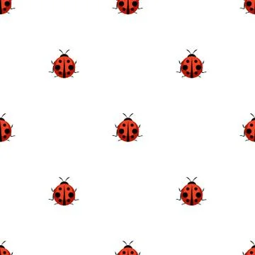 Cute Ladybug Seamless Pattern Background Vector Illustration Stock Illustration