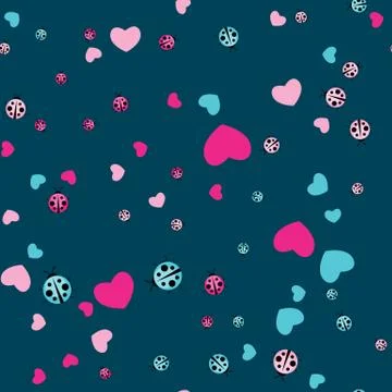 Cute Ladybug Seamless Pattern on Background Illustration Stock Illustration