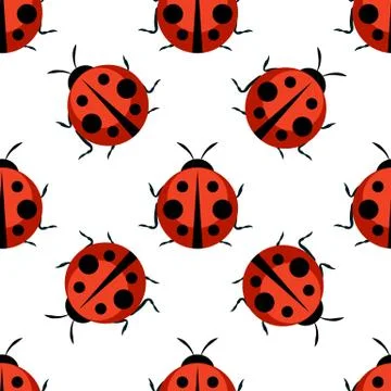 Cute Ladybug Seamless Pattern on Background Illustration Stock Illustration
