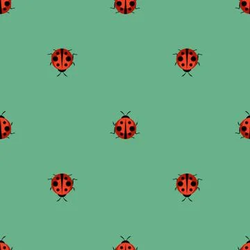 Cute Ladybug Seamless Pattern on Background Illustration Illustrazione stock