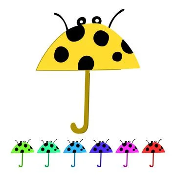 Cute ladybug umbrella protecting from rain and weather graphic Stock Illustration