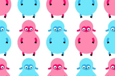 Cute Lamb baby pattern seamless. Cartoon Sheep child background. vector textu Stock Illustration