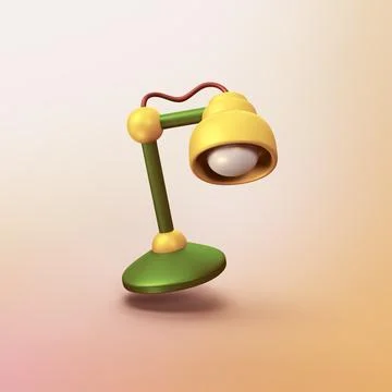 Cute lamp - stylized 3d CGI icon object Stock Illustration