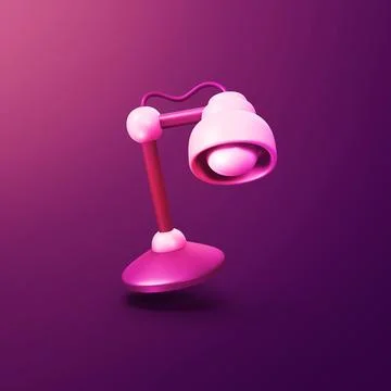 Cute lamp - stylized 3d CGI icon object, Not gen Ai Stock Illustration