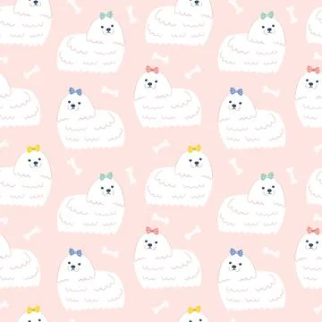 Cute lapdogs seamless pattern on pink Stock Illustration