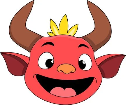 Cute Laughing Red Devil Cartoon Character Illustration. Stock Illustration