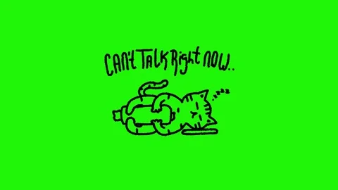 Cute Lazy cat sleeping, can't talk right now looping animation on green bac.. Stock Footage 340269809