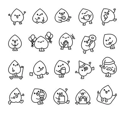 Cute leaf character. Coloring Page. Stock Illustration