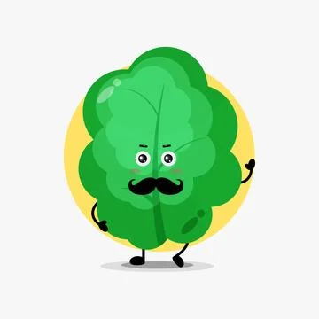 Cute leaf character with mustache Stock Illustration