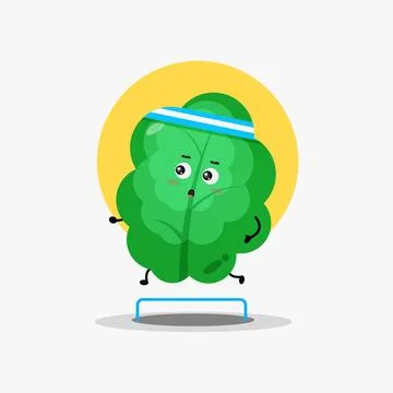 Cute leaf character running competition Stock Illustration