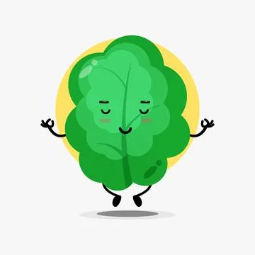 Cute leaf character in yoga pose Stock Illustration