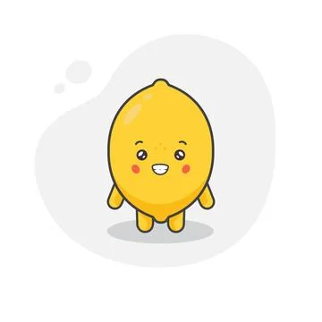 Cute Lemon Characters Happy Vector Illustration Stock Illustration