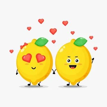 Cute lemon fall in love Stock Illustration