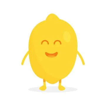 Cute lemon fruit characters with faces and hands vector illustration Stockillustratie