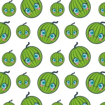 Cute lemon fruit kawaii pattern Stock Illustration