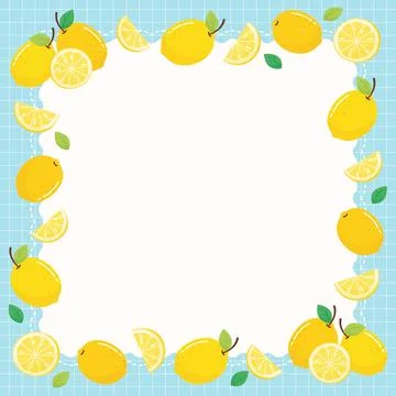 Cute lemon fruit party frame 1 Stock Illustration