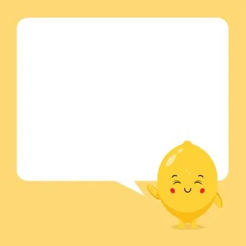 Cute Lemon with Speech Bubbles Stock Illustration