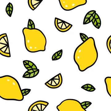 Cute lemons on a white background. Stock Illustration