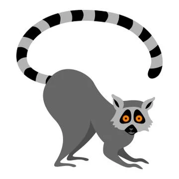 Cute lemur crouching to the ground Stock Illustration