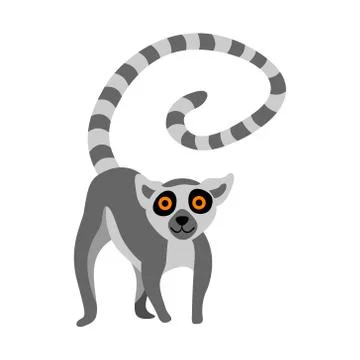 Cute lemur isolated on white background Stock Illustration