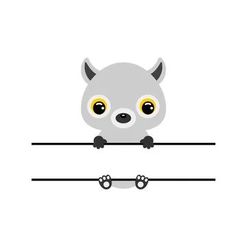 Cute lemur split monogram. Funny cartoon character for shirt, scrapbooking Stock Illustration