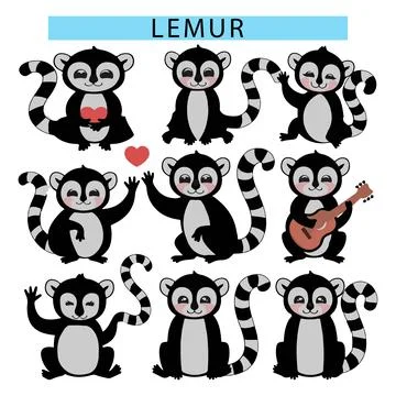 Cute Lemur vector illustration, Lemur clipart in white background Illustration