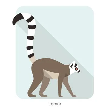 Cute lemur walking on the ground, vector illustration Stock Illustration