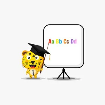 Cute leopard becomes teacher Stock Illustration