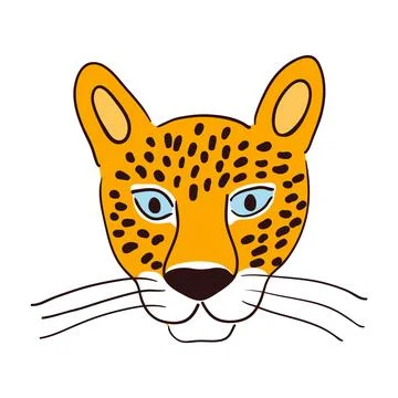 Cute leopard face hand drawn illustration, sketch. Stock Illustration