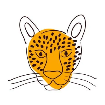 Cute leopard face hand drawn illustration, sketch. Stock Illustration