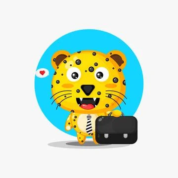 Cute leopard go to work Stock Illustration