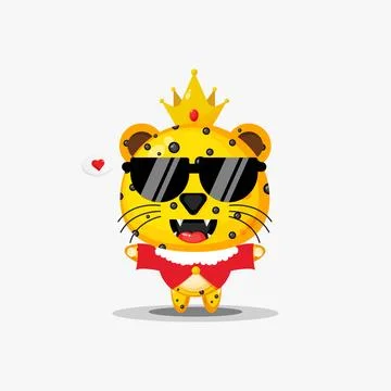 Cute leopard king Stock Illustration
