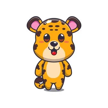 Cute leopard mascot cartoon vector illustration Stock Illustration