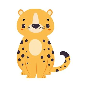Cute Leopard or Jaguar Cub Sitting Vector Illustration Stock Illustration