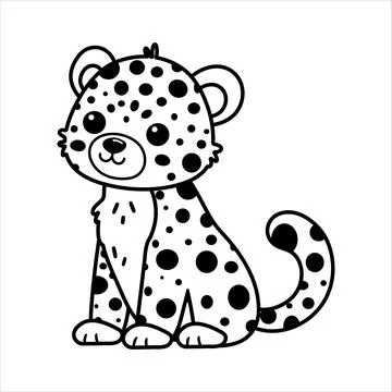 Cute Leopard Vector Illustration Jungle Coloring Page Stock Illustration