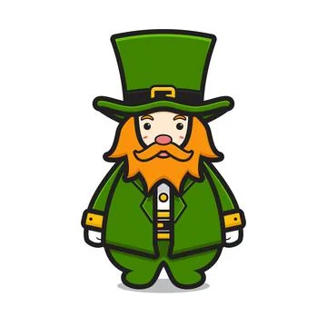 Cute leprechaun saint patrick day character cartoon vector icon illustration Stock Illustration