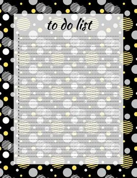 Cute letter format to do list template with lettering and geometric print. .. Stock Illustration