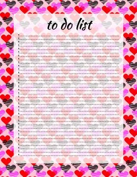 Cute letter format to do list template with captions and decorative print i.. Stock Illustration