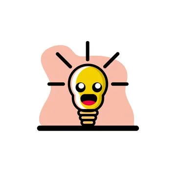Cute Light Bulb Character Vector Illustration Design Stock Illustration