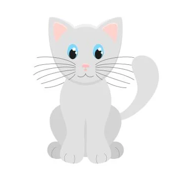 Cute Light Grey Kitten Stock Illustration