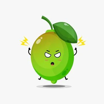 Cute lime character is angry Stock Illustration