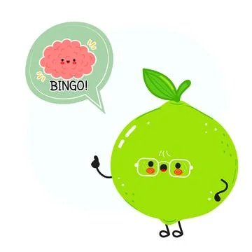 Cute lime character having a smart idea Stock Illustration