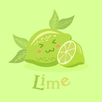 Cute Lime Fruit Cartoon Vector Stock-Illustration