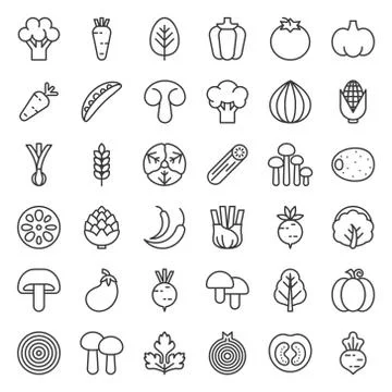 Cute line vegetable icon set, vector illustration Illustrazione stock