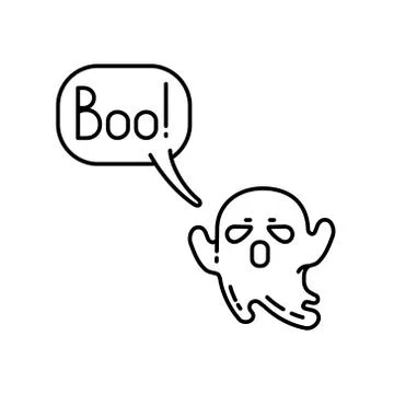 Cute linear ghost Stock Illustration