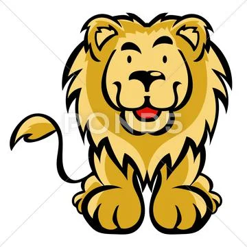 Cute lion cartoon isolated on white background as package design Stock Illustration