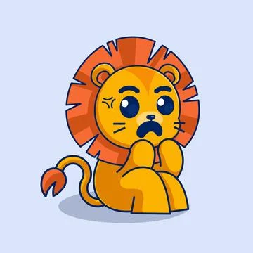 The cute lion is feeling scared Stock Illustration